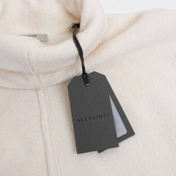 All Saints Lock Roll Neck Relaxed Fit Jumper Wool Yak Blend Soft Chalk White - Picture 13 of 14